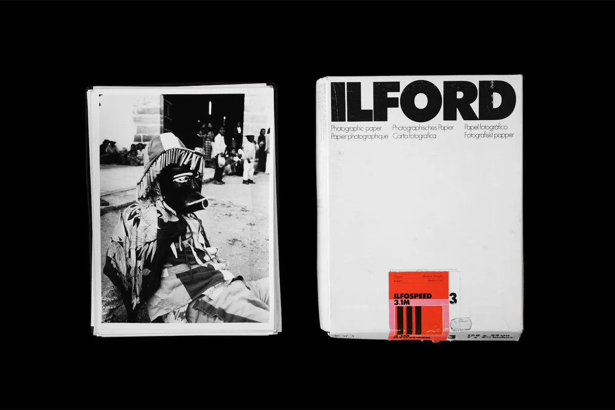 Prints alongside Ilford photographic paper box