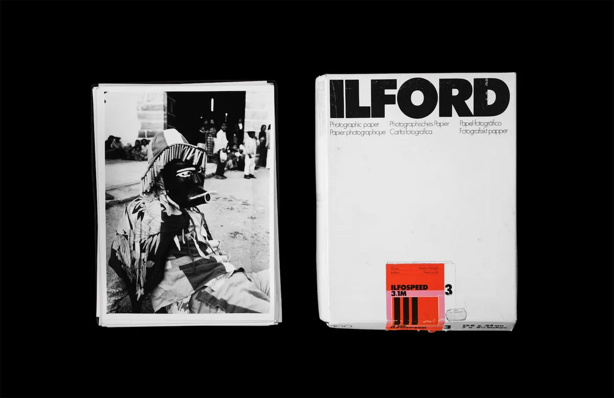 Prints alongside Ilford photographic paper box