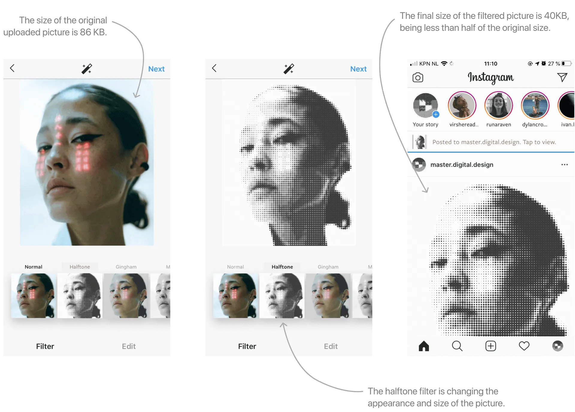 Instagram interface with sustainability tweaks