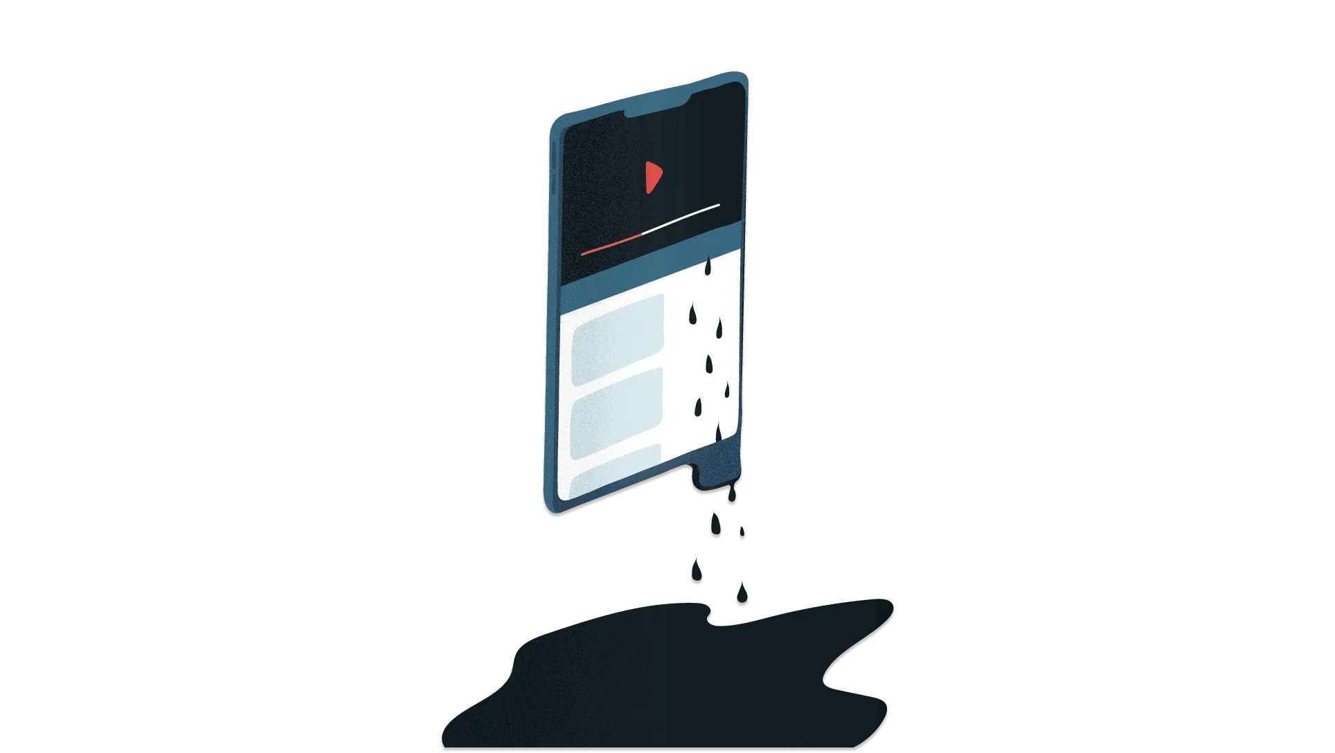 Illustration of leaking tablet symbolizing energy waste