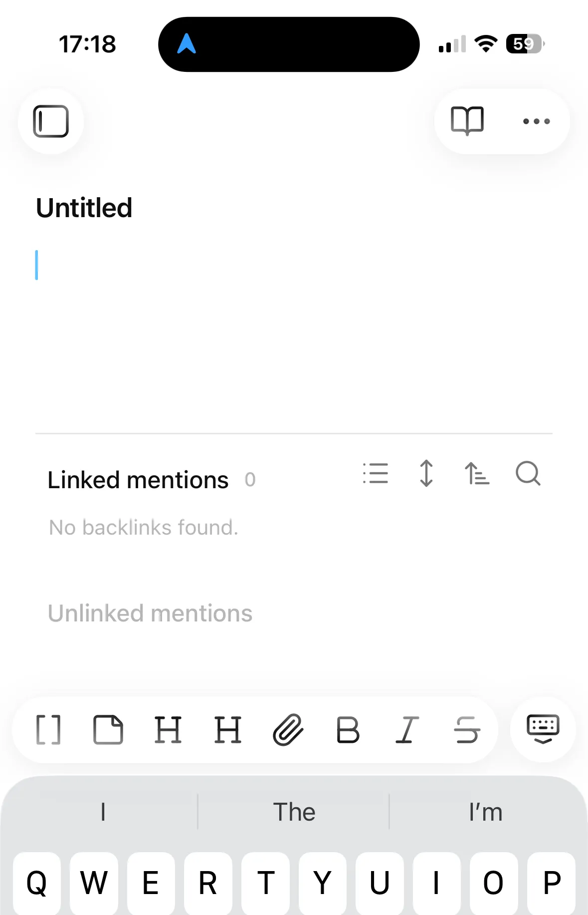 Obsidian's mobile toolbar